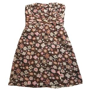 Shoshanna Floral Silk Strapless Mini Dress Lined Back Zip Multicolor Size 6